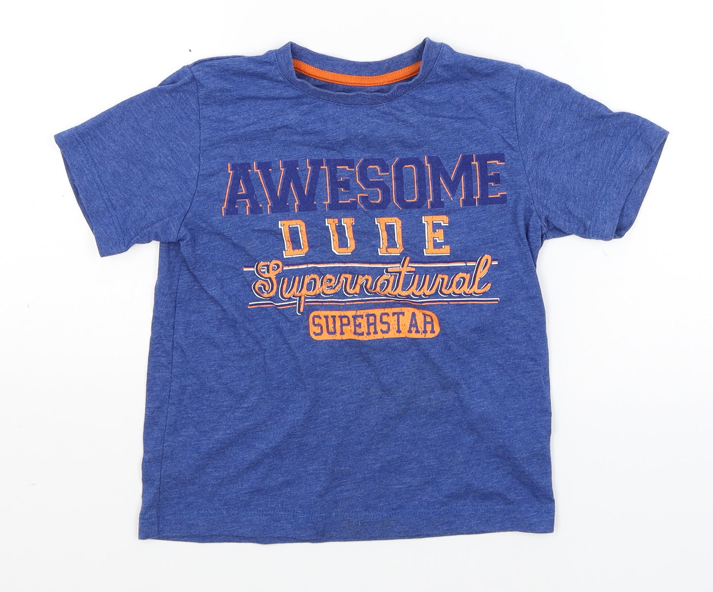Matalan Boys Blue   Basic T-Shirt Size 4-5 Years  - Awesome Dude