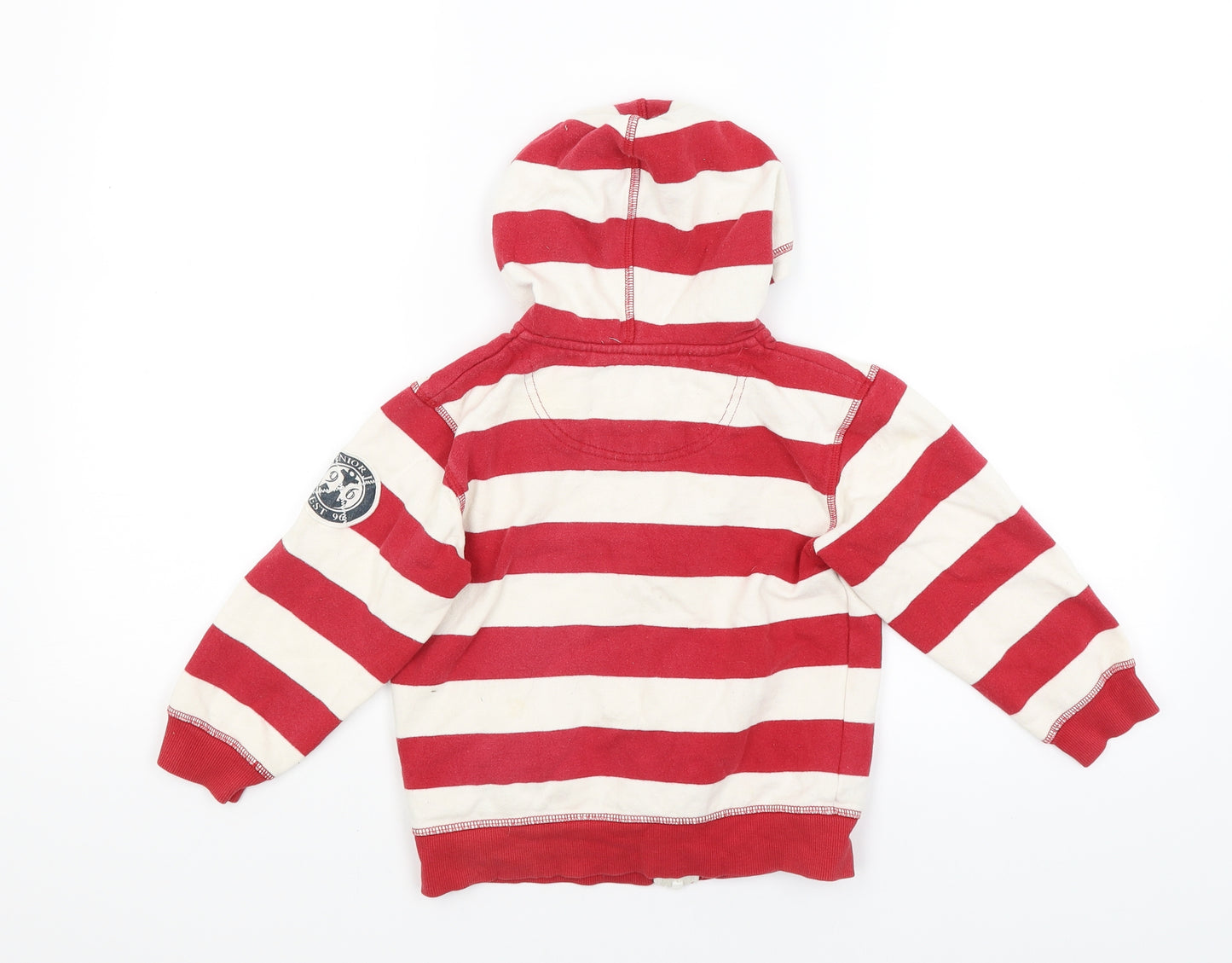 Junior J Boys Red Striped  Full Zip Hoodie Size 4-5 Years