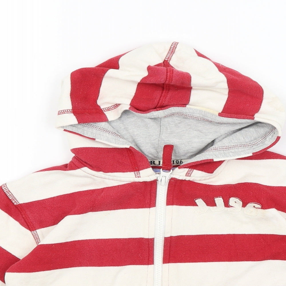 Junior J Boys Red Striped  Full Zip Hoodie Size 4-5 Years