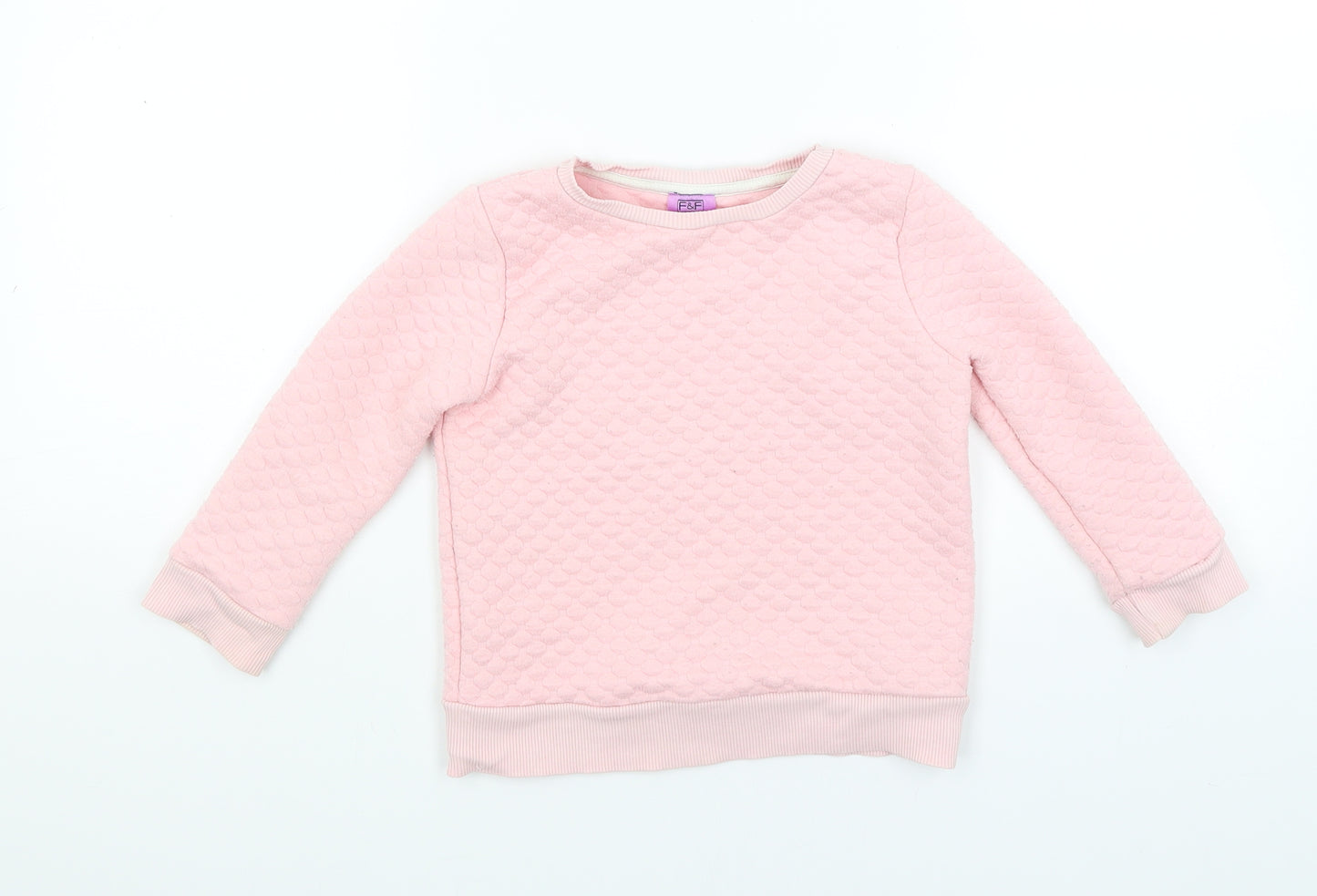 F&F Girls Pink   Pullover Jumper Size 3-4 Years