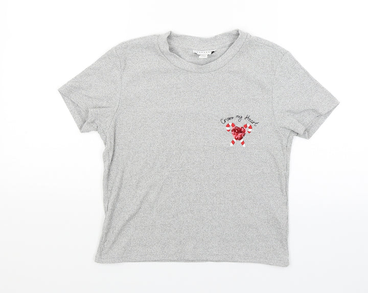 Topshop Womens Grey Basic T-Shirt Size S