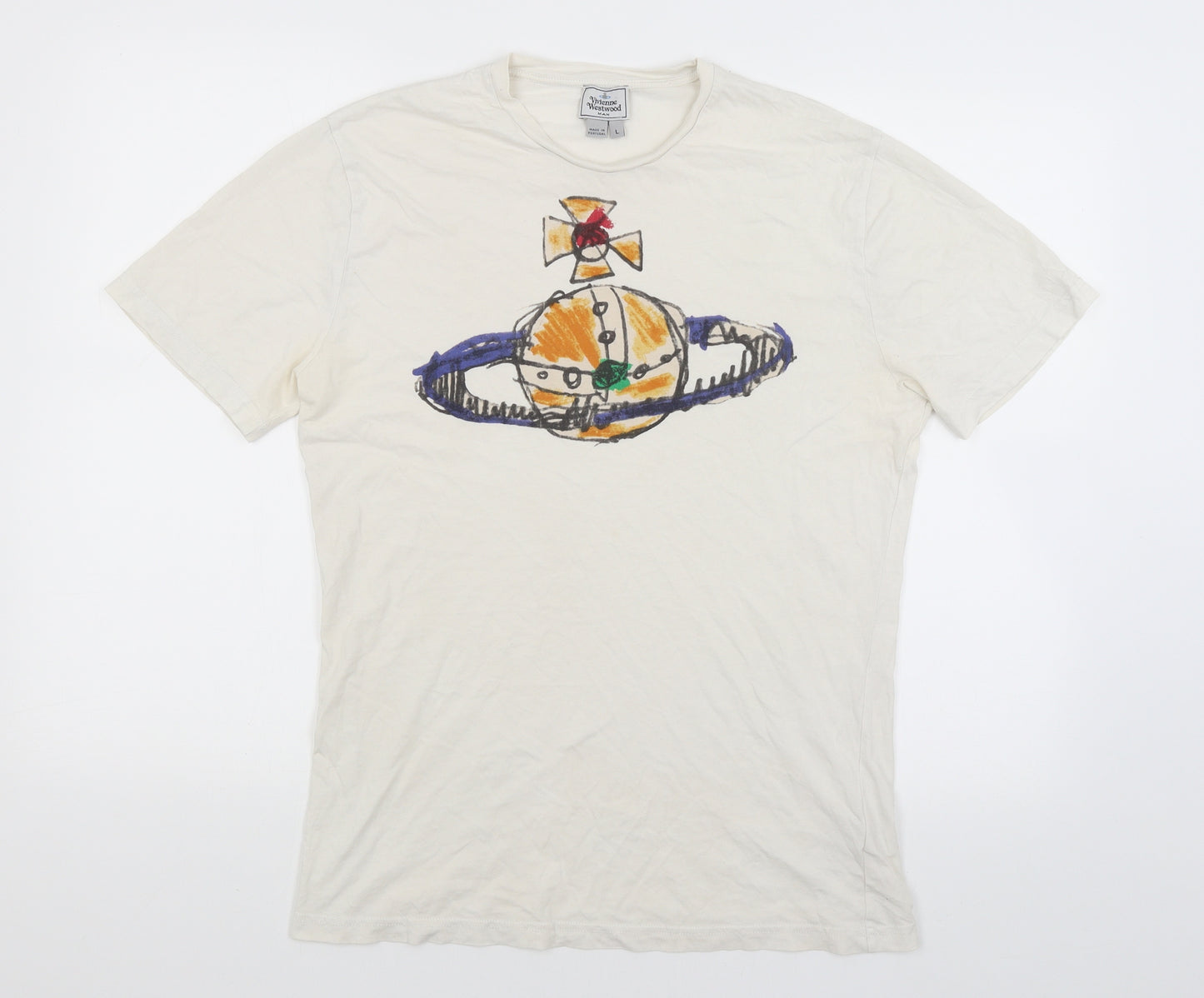Vivienne Westwood Mens White    T-Shirt Size L  - Holy Hand Grenade