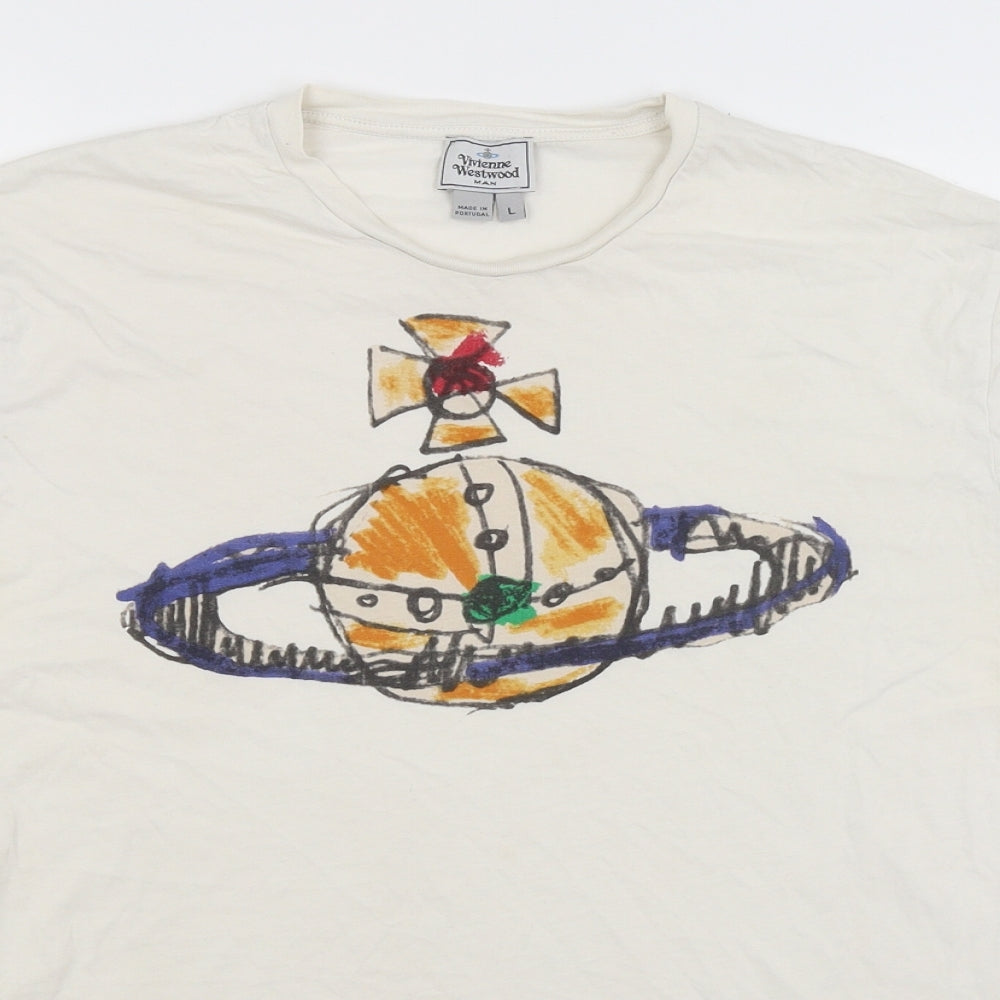Vivienne Westwood Mens White    T-Shirt Size L  - Holy Hand Grenade