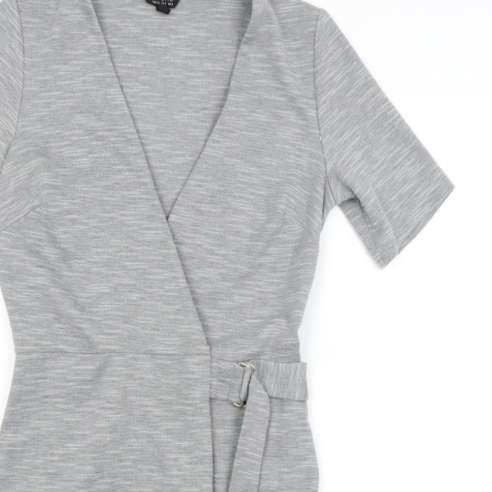 Topshop Womens Grey   Wrap Dress  Size 8