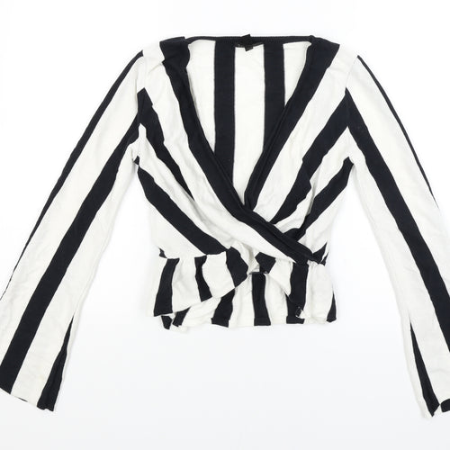 Topshop Womens White Striped  Basic Blouse Size 8