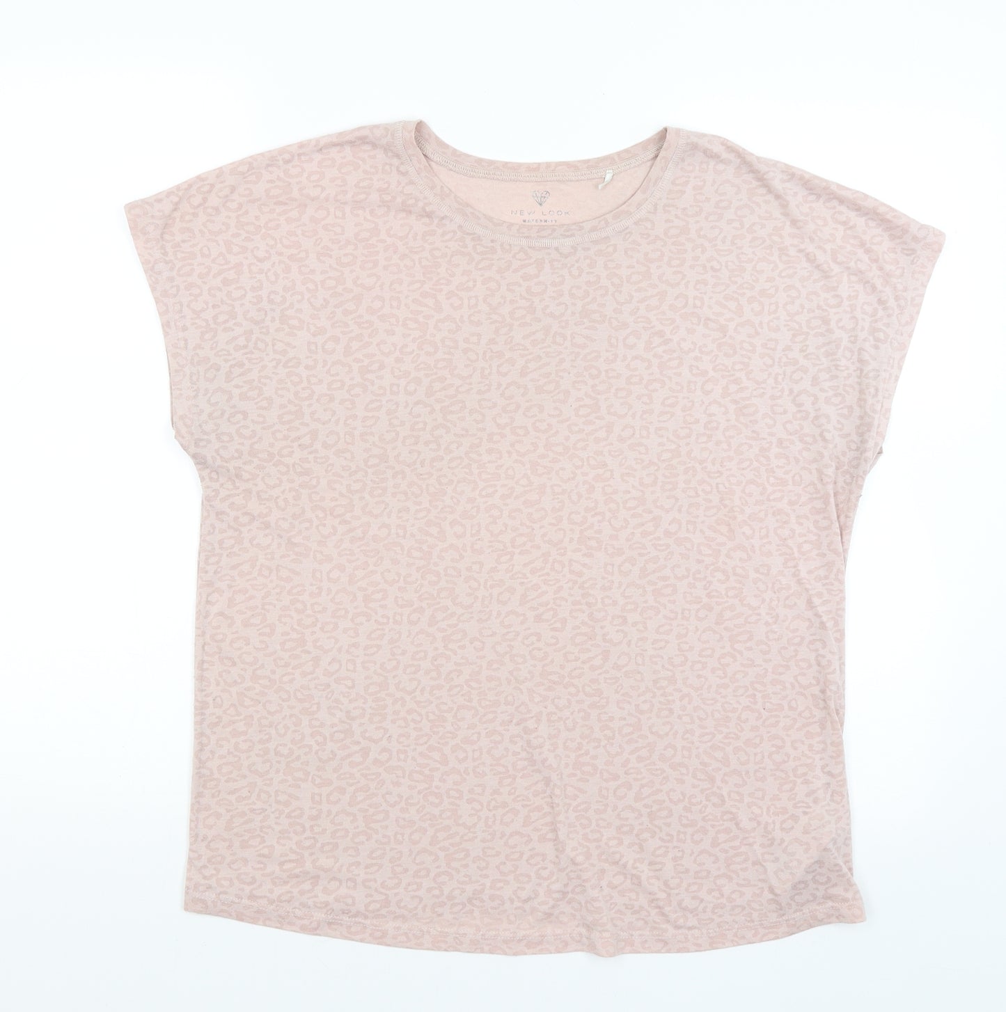 New Look Womens Pink Animal Print  Basic T-Shirt Size 10