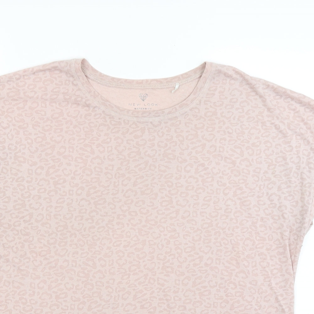 New Look Womens Pink Animal Print  Basic T-Shirt Size 10