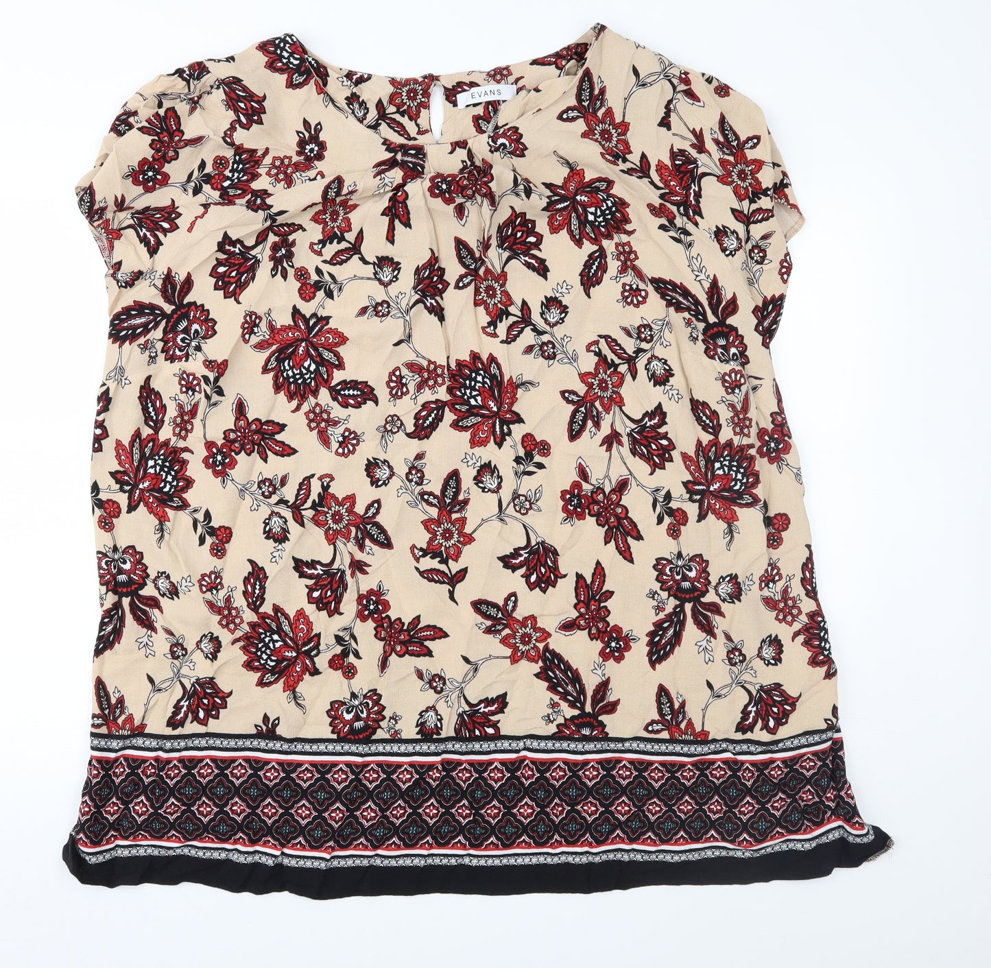 Evans Womens Brown Floral  Basic Blouse Size 28