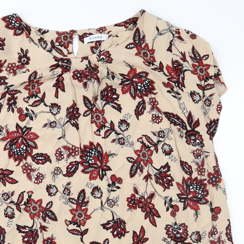Evans Womens Brown Floral  Basic Blouse Size 28