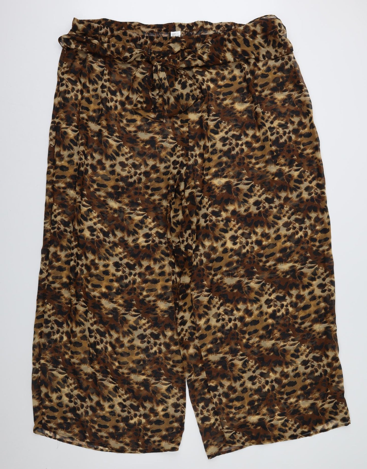 Beach to Beach Womens Brown Animal Print Chiffon Trousers  Size 28 L29 in