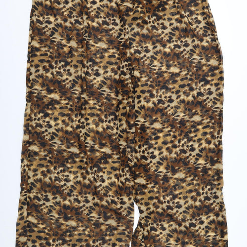 Beach to Beach Womens Brown Animal Print Chiffon Trousers  Size 28 L29 in