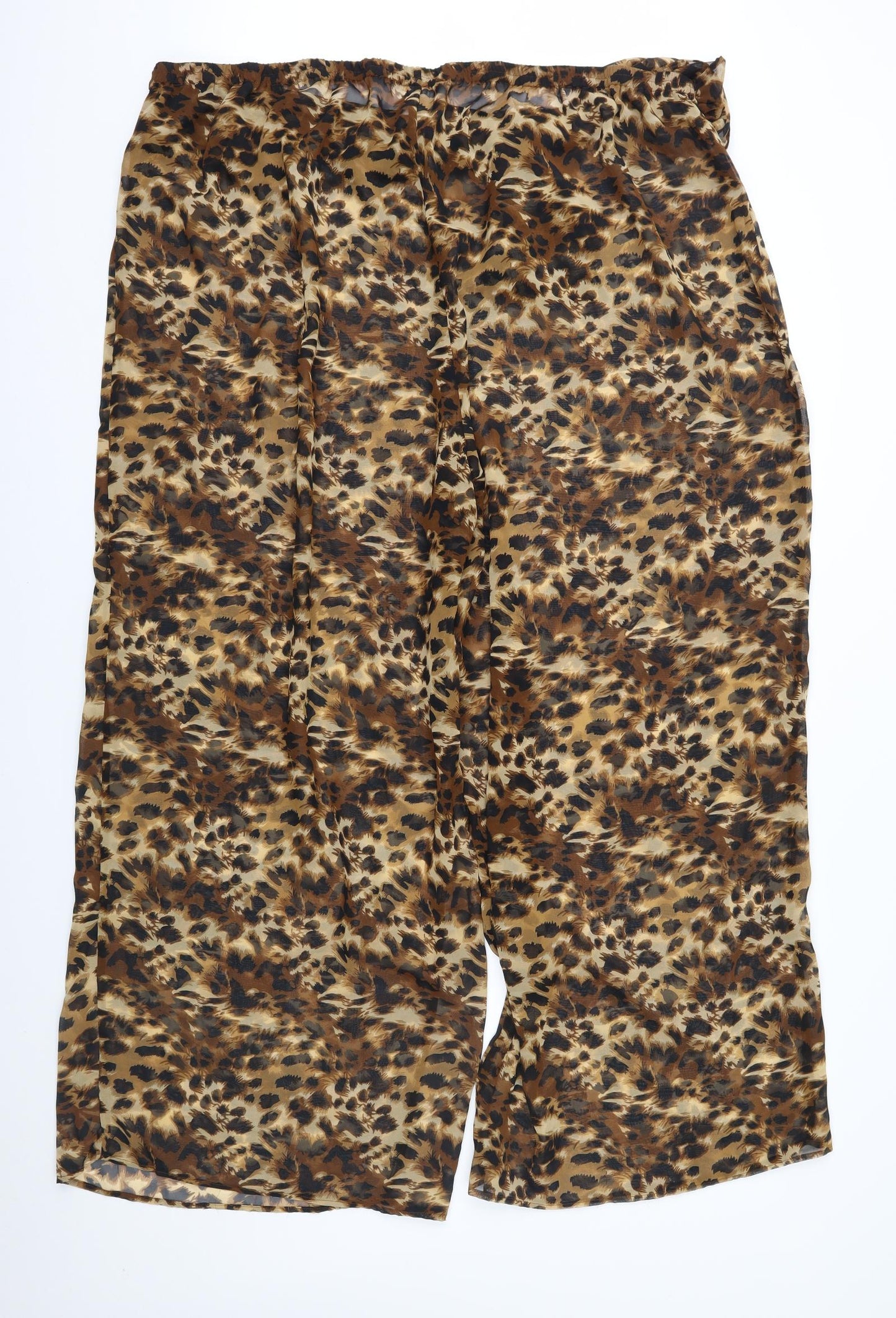 Beach to Beach Womens Brown Animal Print Chiffon Trousers  Size 28 L29 in