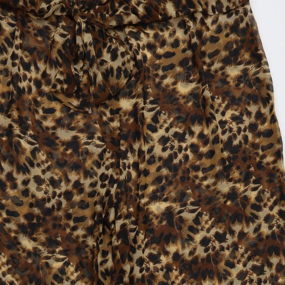 Beach to Beach Womens Brown Animal Print Chiffon Trousers  Size 28 L29 in