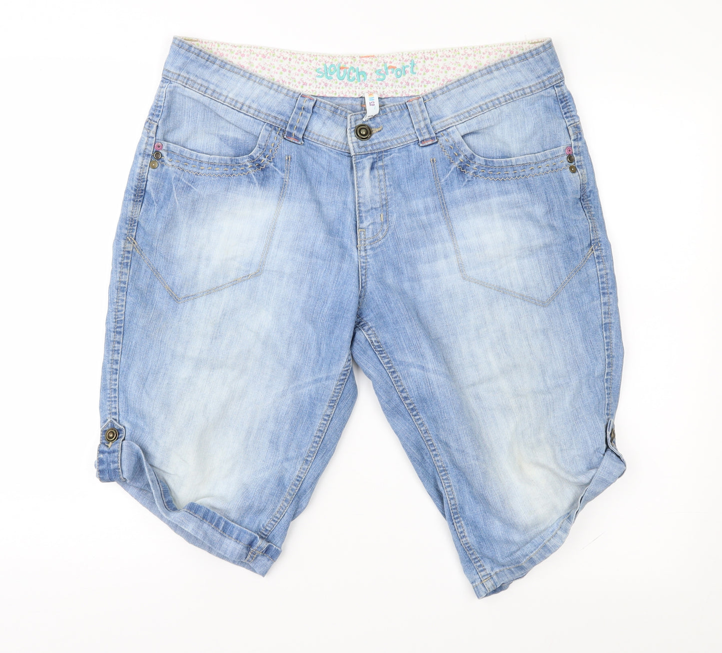 Denim Co Womens Blue  Denim Cargo Shorts Size 14