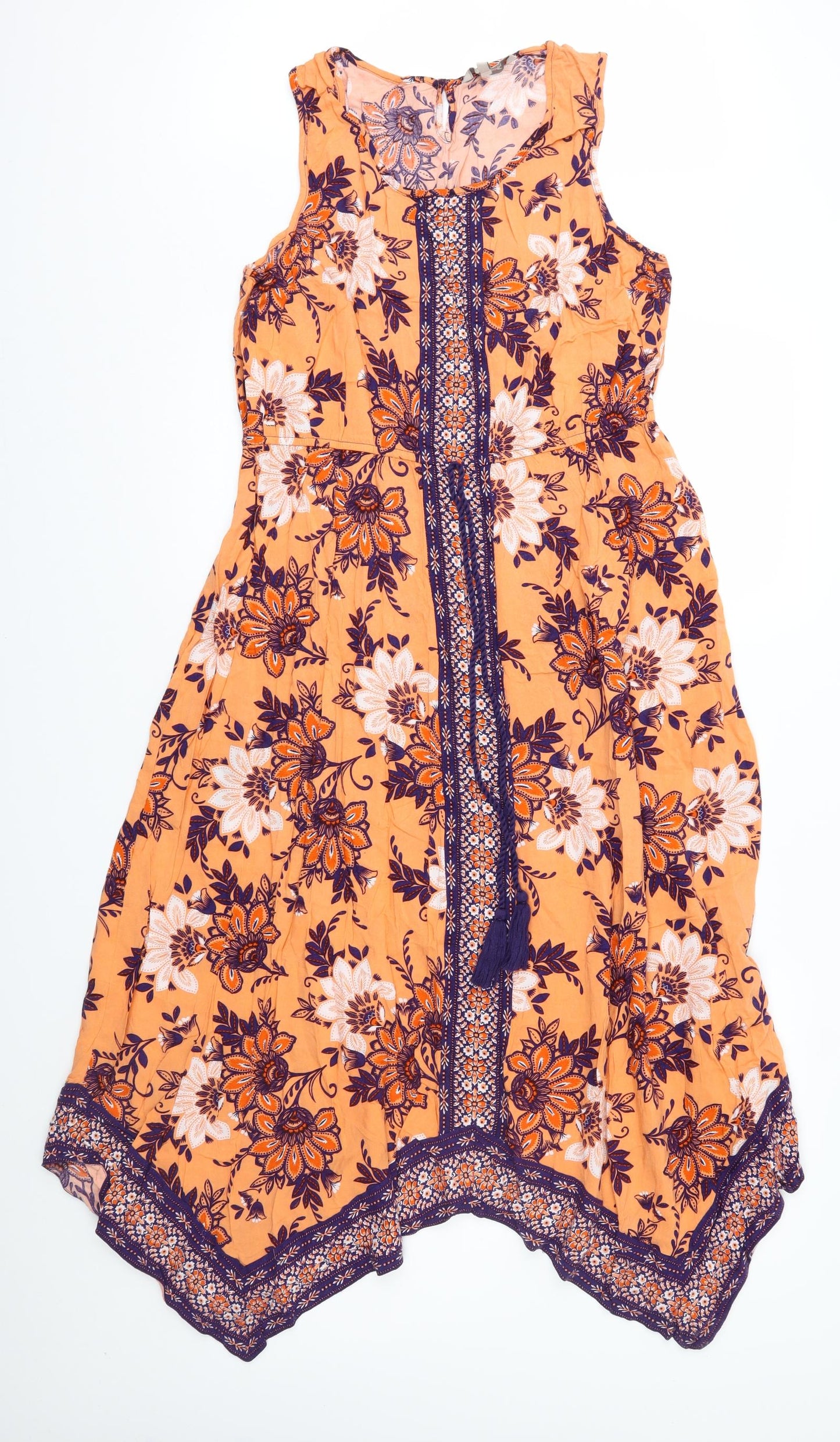 Peacocks Womens Orange Floral  Fit & Flare  Size 16
