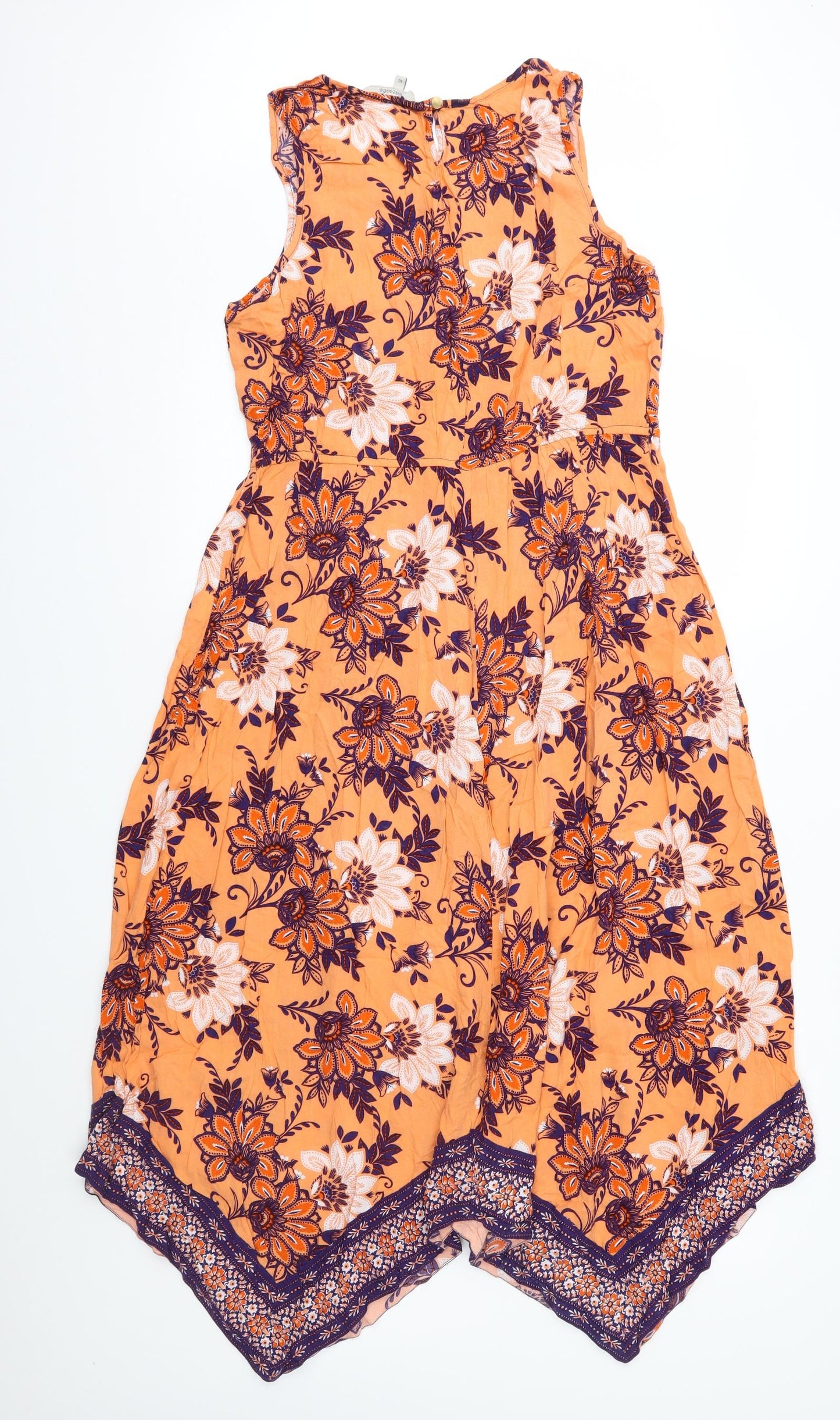 Peacocks Womens Orange Floral  Fit & Flare  Size 16