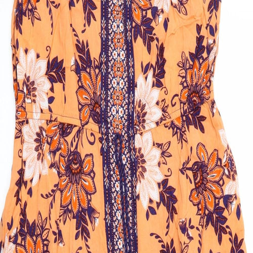 Peacocks Womens Orange Floral  Fit & Flare  Size 16
