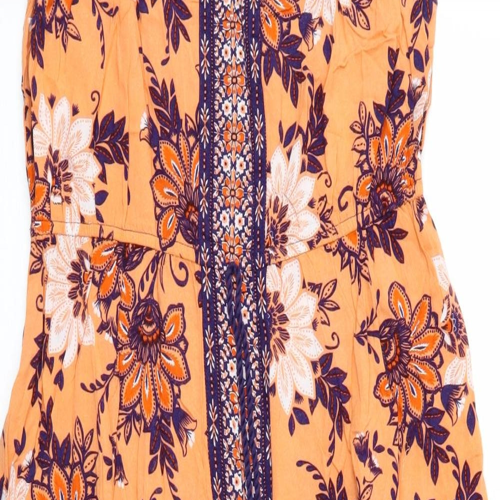 Peacocks Womens Orange Floral  Fit & Flare  Size 16