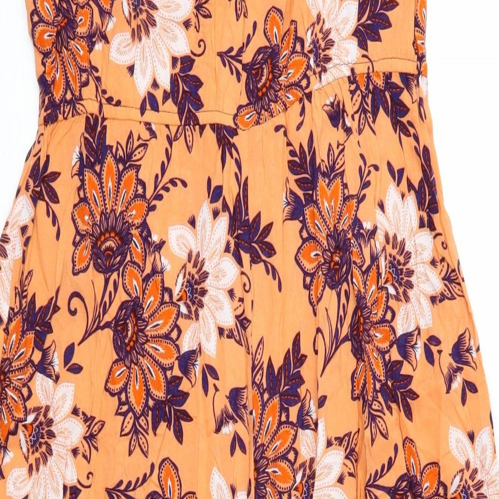 Peacocks Womens Orange Floral  Fit & Flare  Size 16