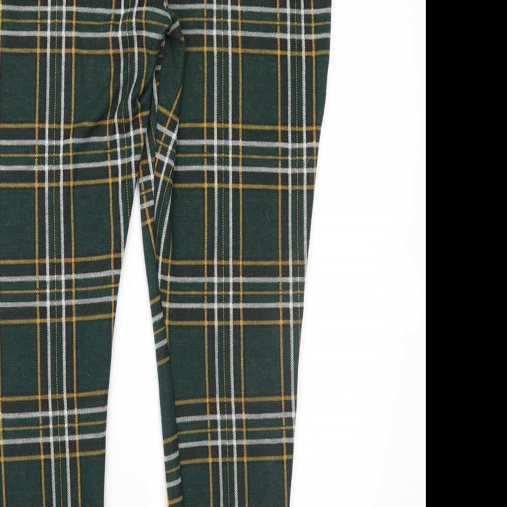 TU Womens Green Plaid  Trousers  Size 16 L27 in