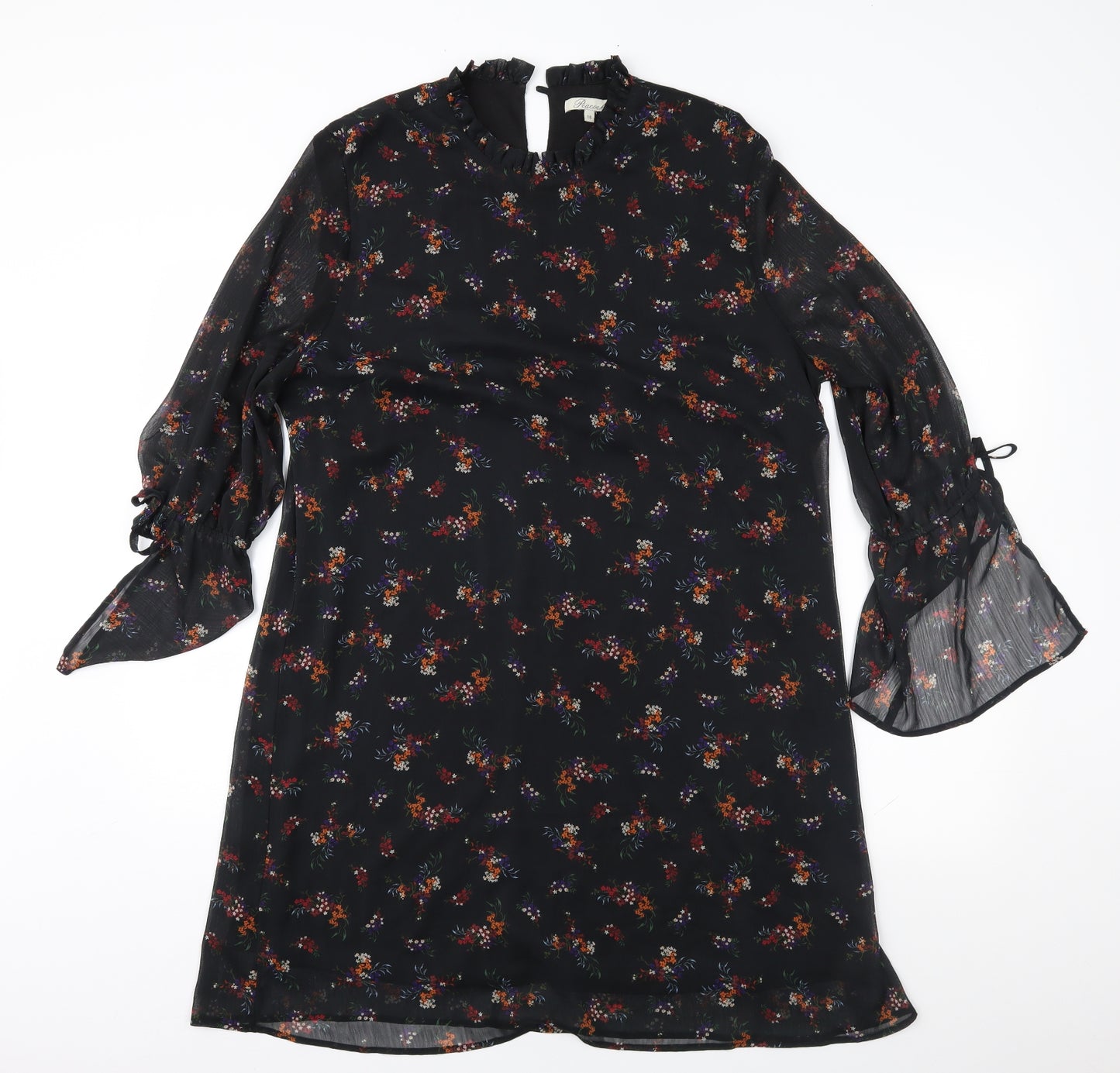 Peacocks Womens Black Floral  Shift  Size 18