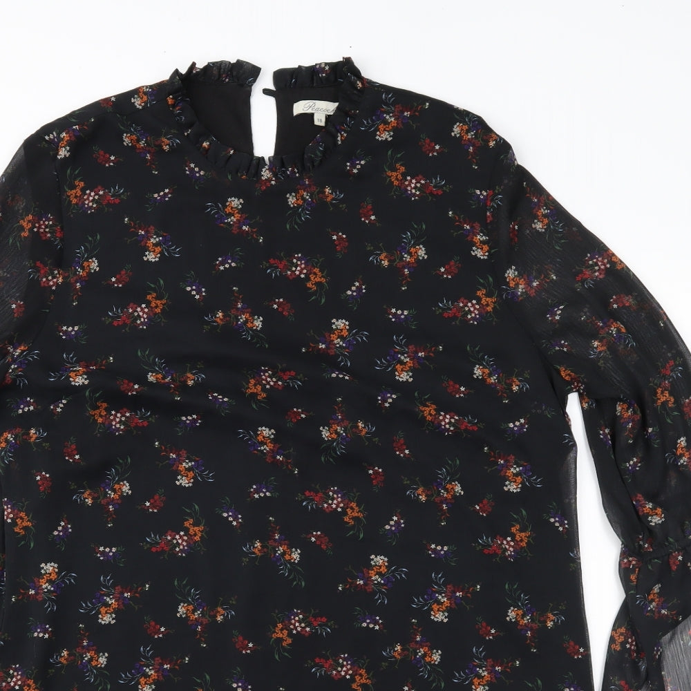 Peacocks Womens Black Floral  Shift  Size 18