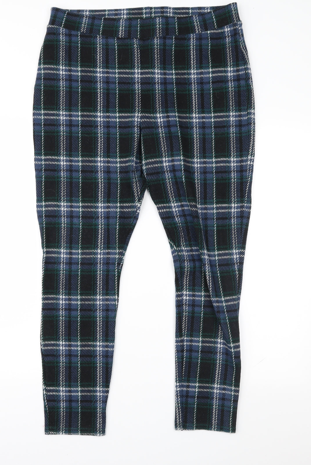 TU Womens Blue Plaid  Trousers  Size 16 L27 in