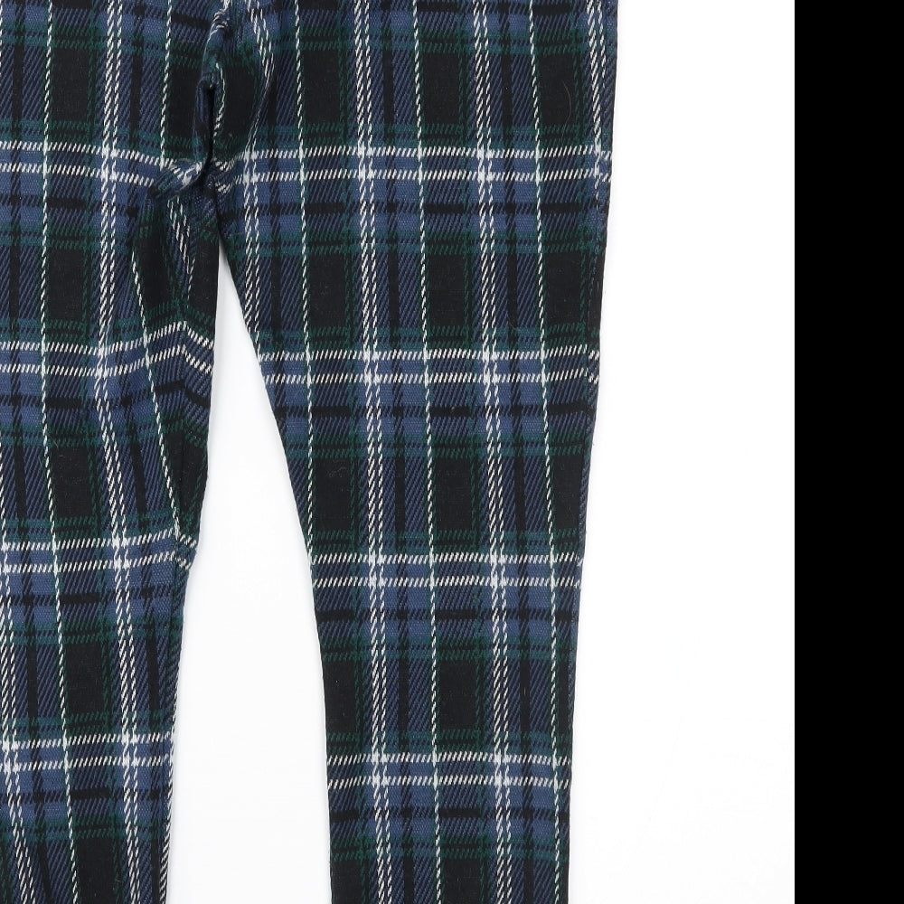 TU Womens Blue Plaid  Trousers  Size 16 L27 in