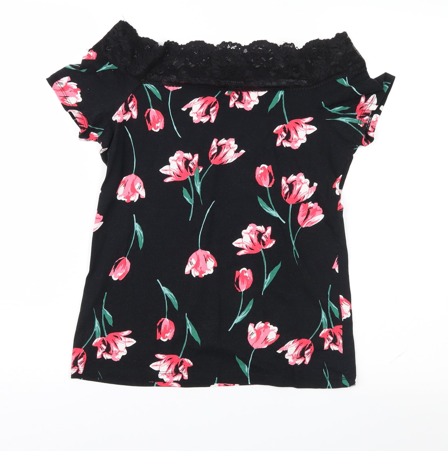 Dorothy Perkins Womens Black Floral  Basic Blouse Size 12