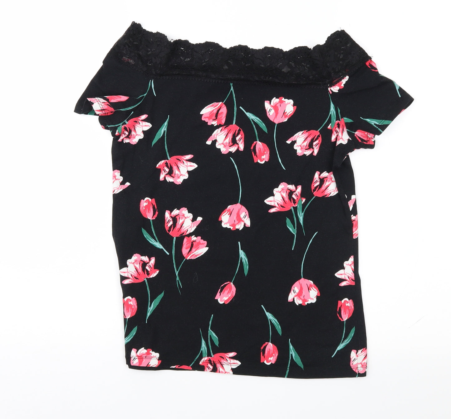 Dorothy Perkins Womens Black Floral  Basic Blouse Size 12
