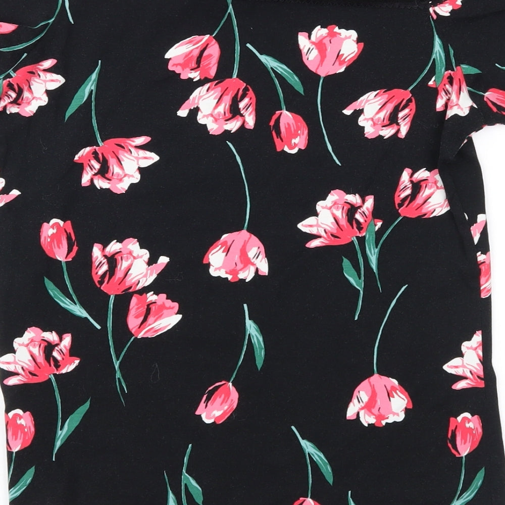 Dorothy Perkins Womens Black Floral  Basic Blouse Size 12