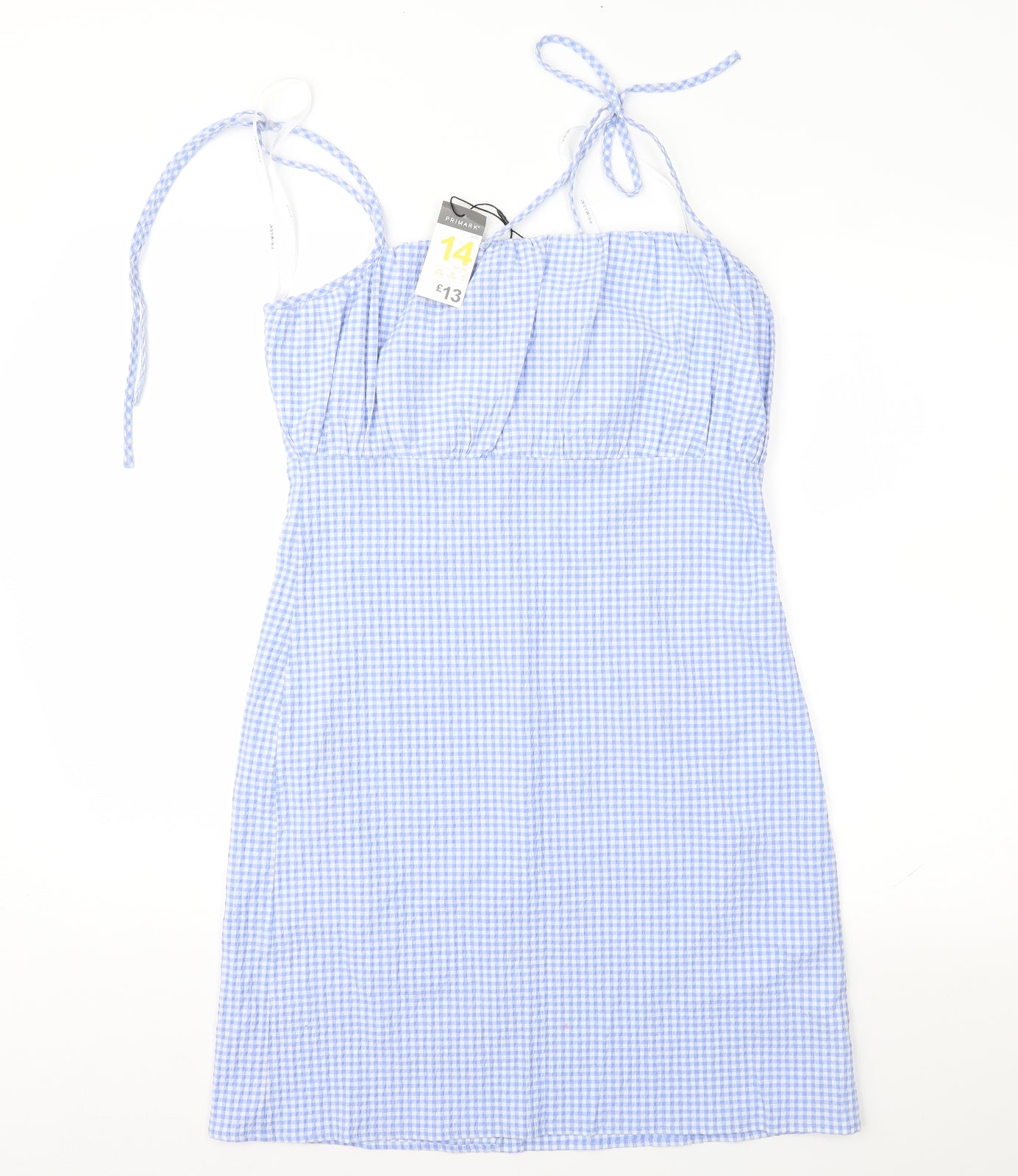 Primark Womens Blue Check  Slip Dress  Size 14
