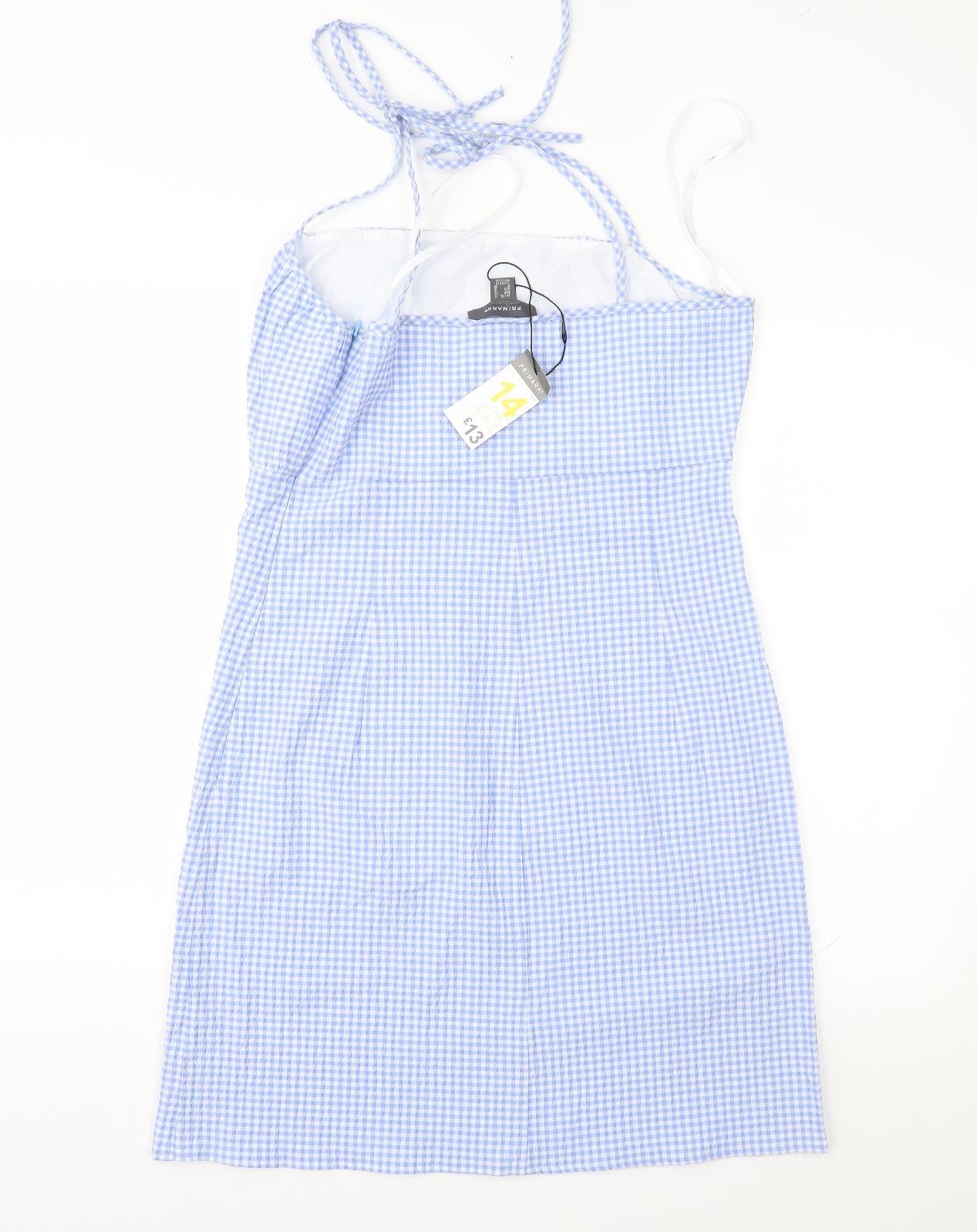 Primark Womens Blue Check  Slip Dress  Size 14