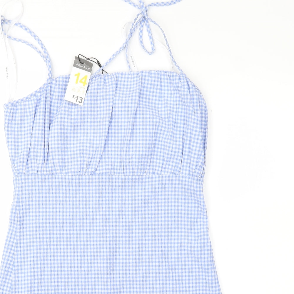Primark Womens Blue Check  Slip Dress  Size 14