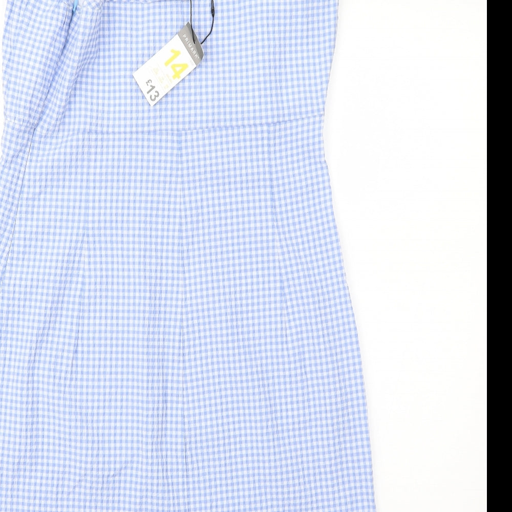 Primark Womens Blue Check  Slip Dress  Size 14