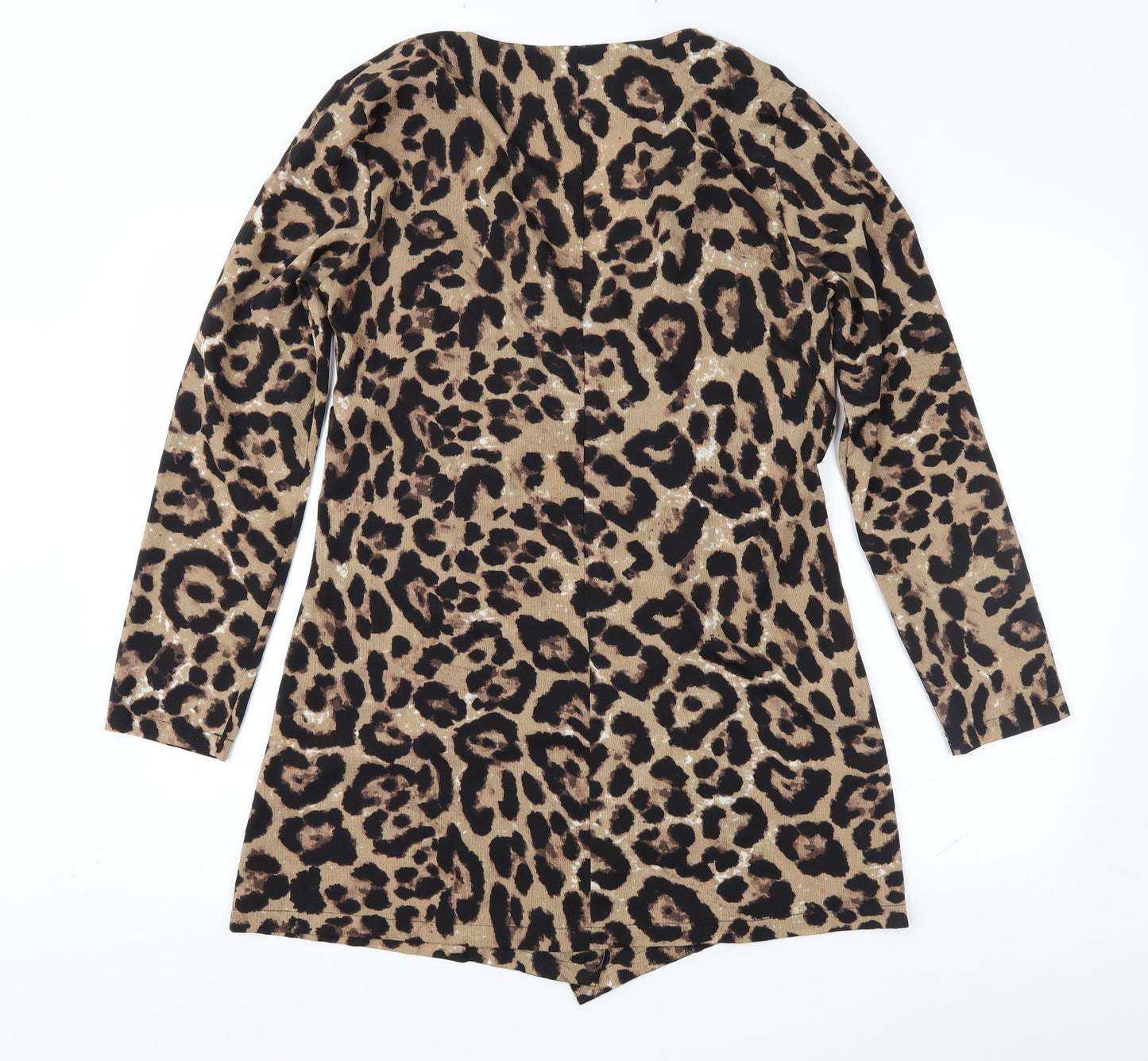 Boohoo Womens Brown Animal Print  Wrap Dress  Size 12