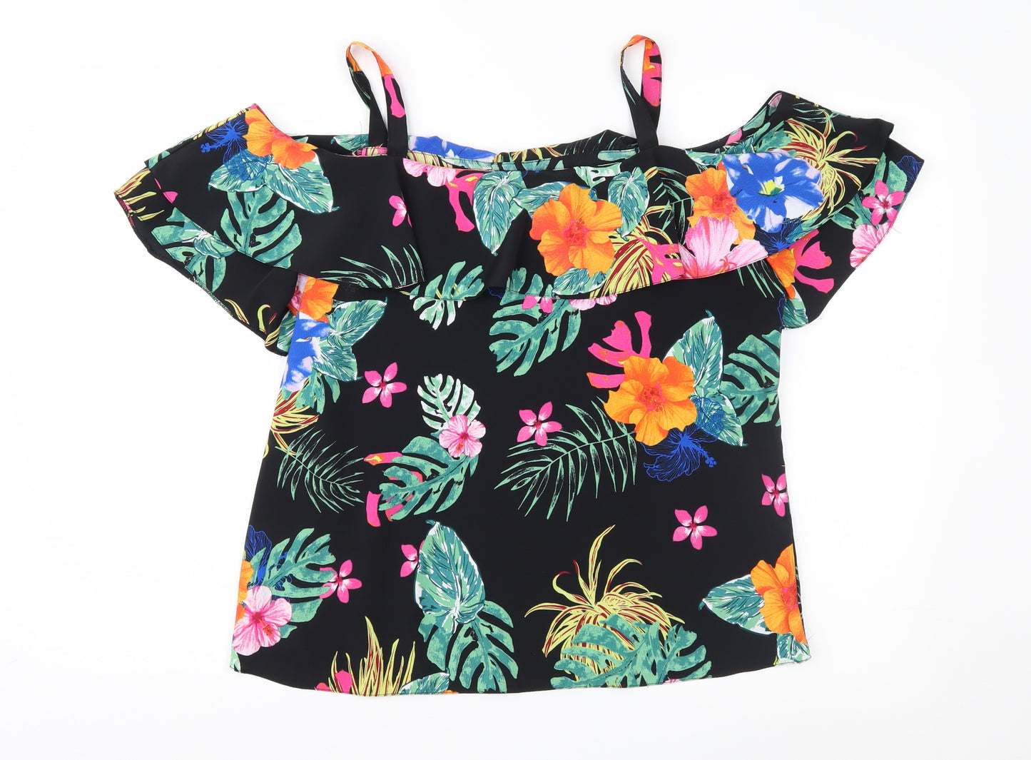 George Womens Black Floral  Basic Blouse Size 12