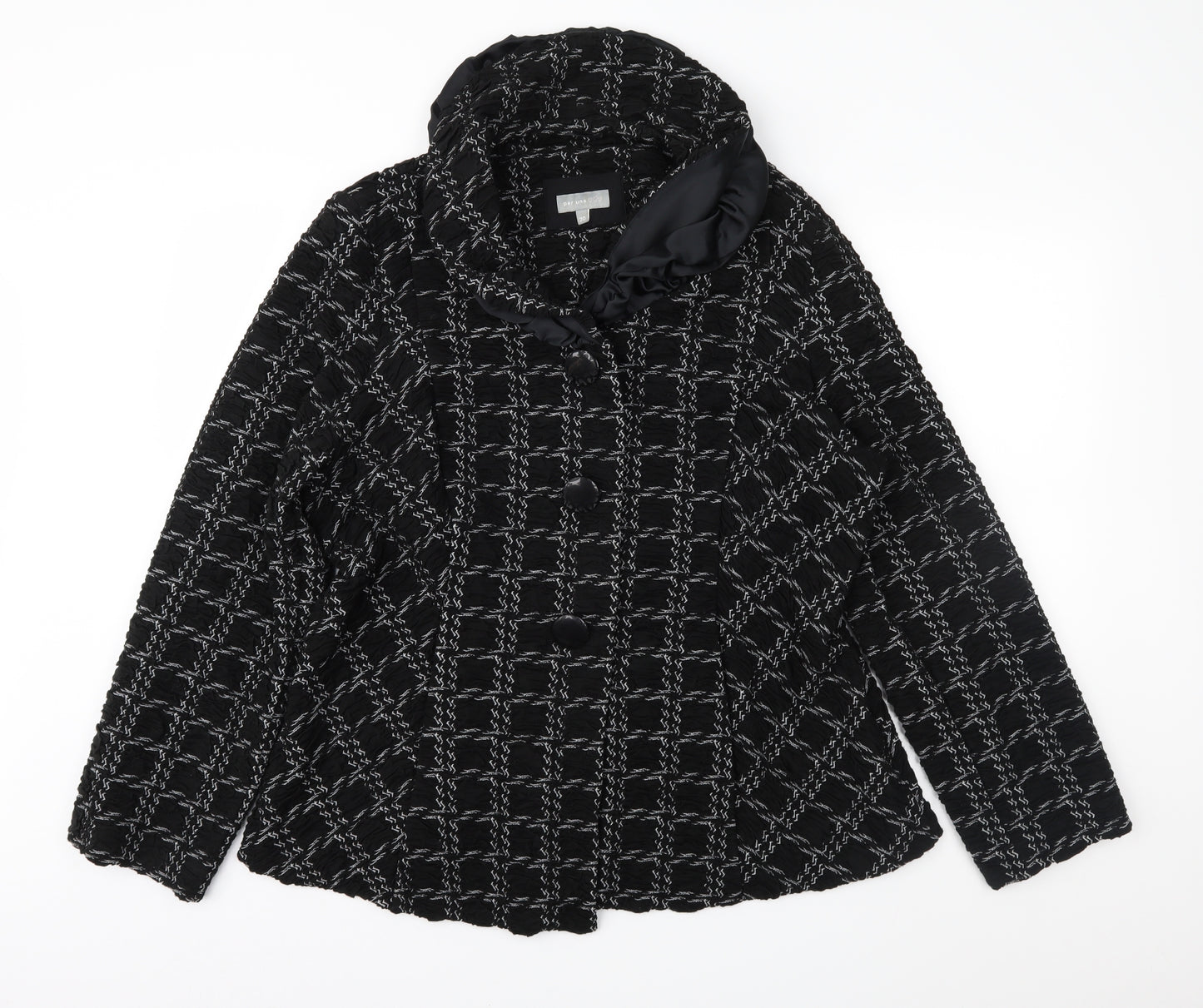 Per Una Womens Black Geometric  Overcoat Coat Size 20
