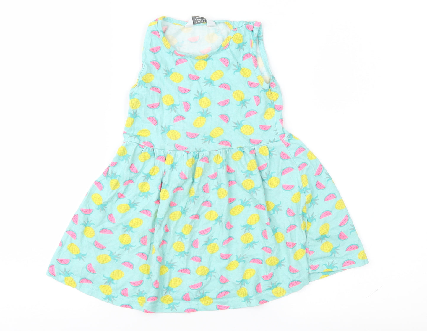 Primark Girls Green Geometric  Fit & Flare  Size 4-5 Years
