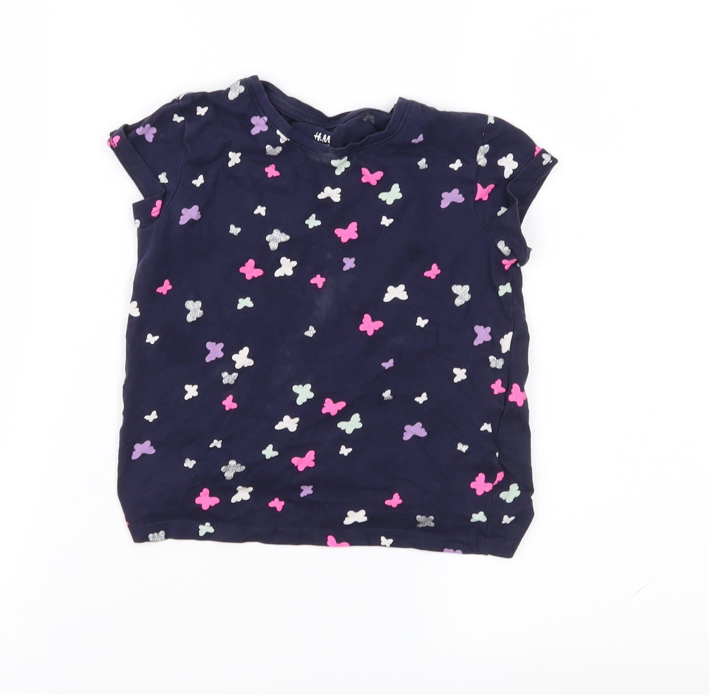 H&M Girls Blue Geometric  Basic T-Shirt Size 5-6 Years