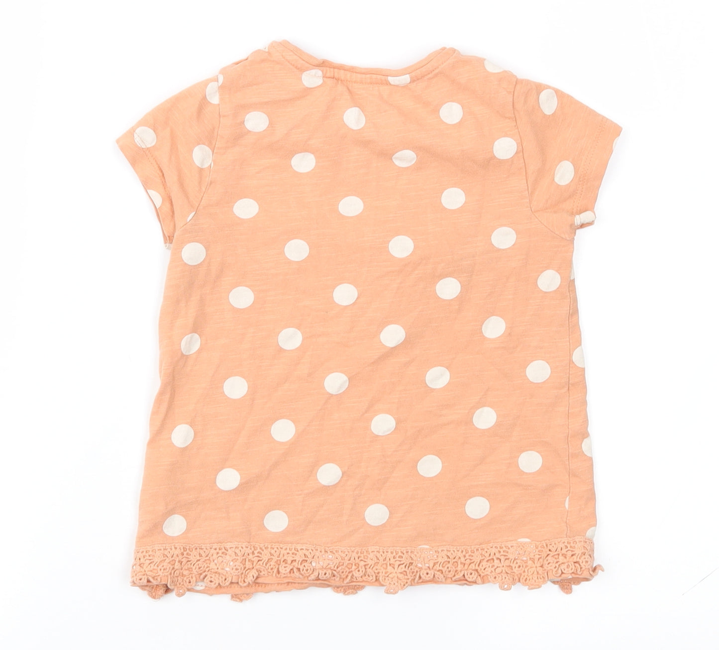 NEXT Girls Orange Polka Dot  Basic T-Shirt Size 2-3 Years