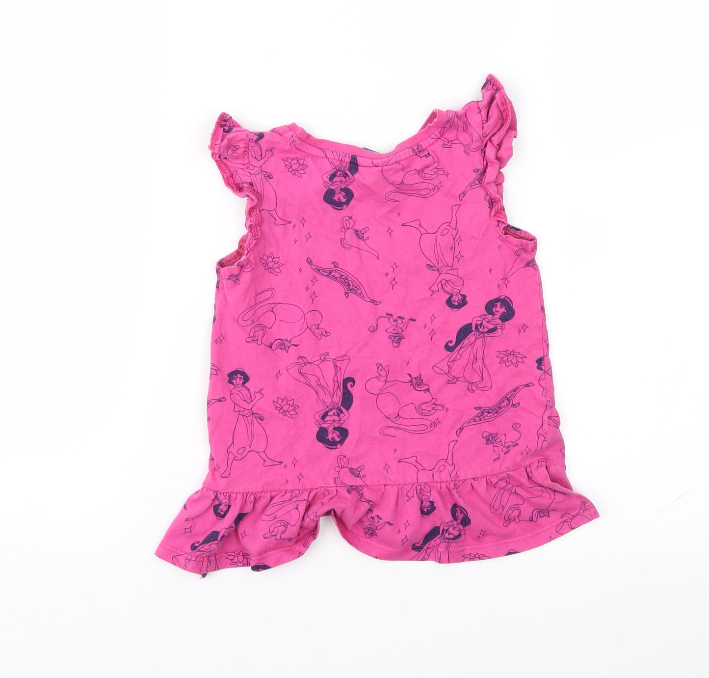 Disney Girls Pink Geometric  Basic T-Shirt Size 2-3 Years  - Aladdin Jasmine
