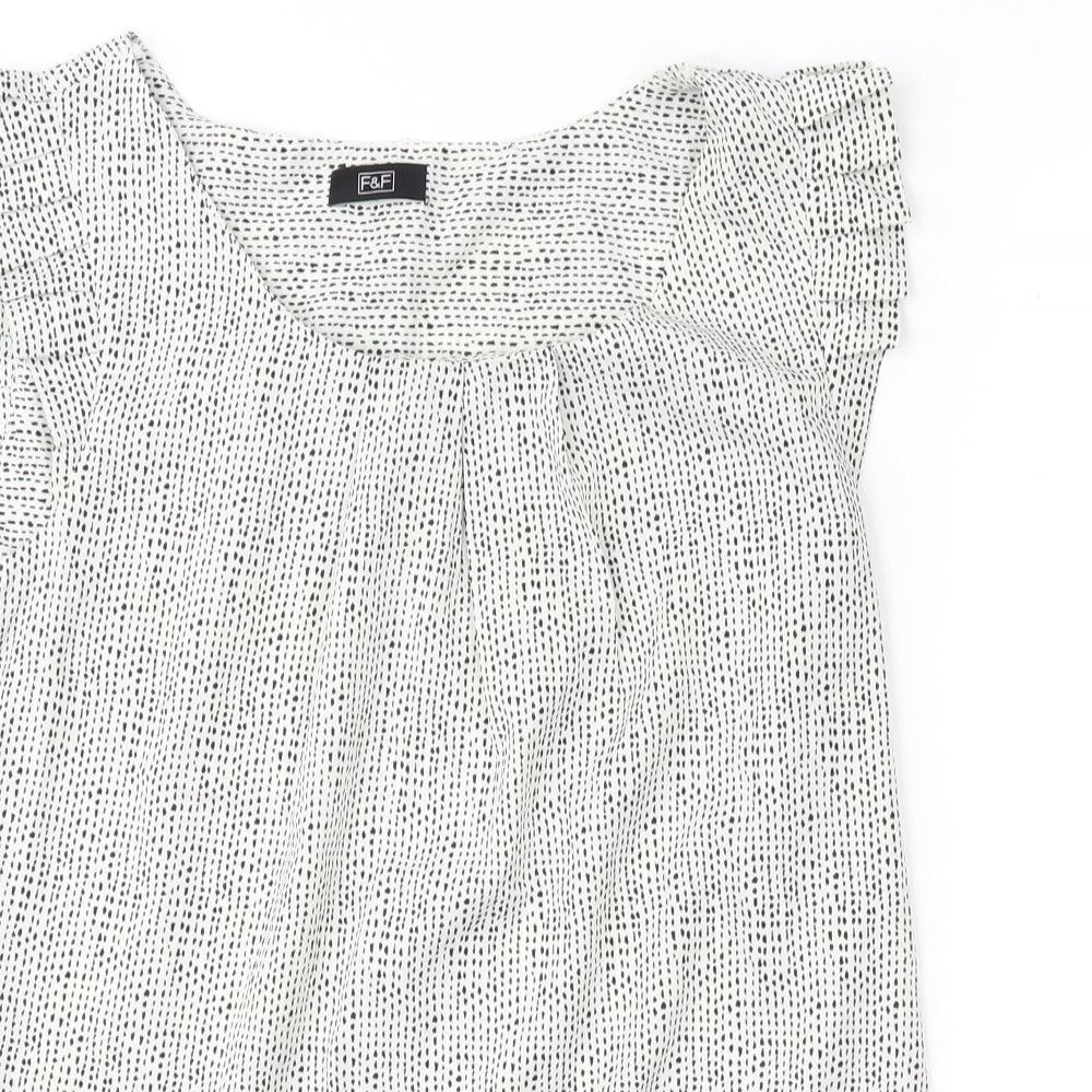 F&F Womens Grey Geometric  Basic Blouse Size 10