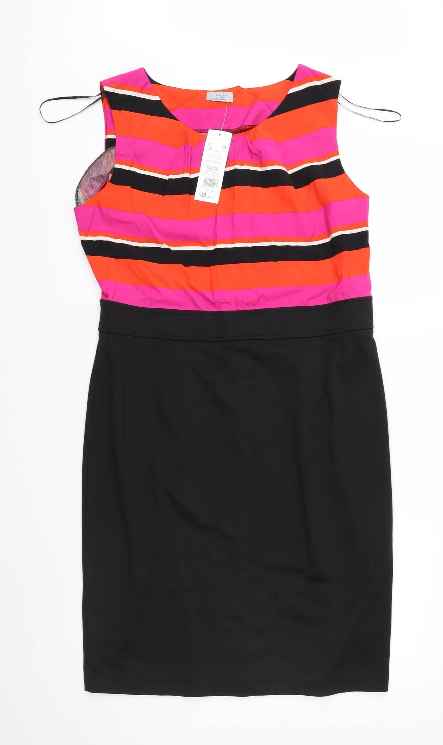F&F Womens Black Striped  A-Line  Size 16