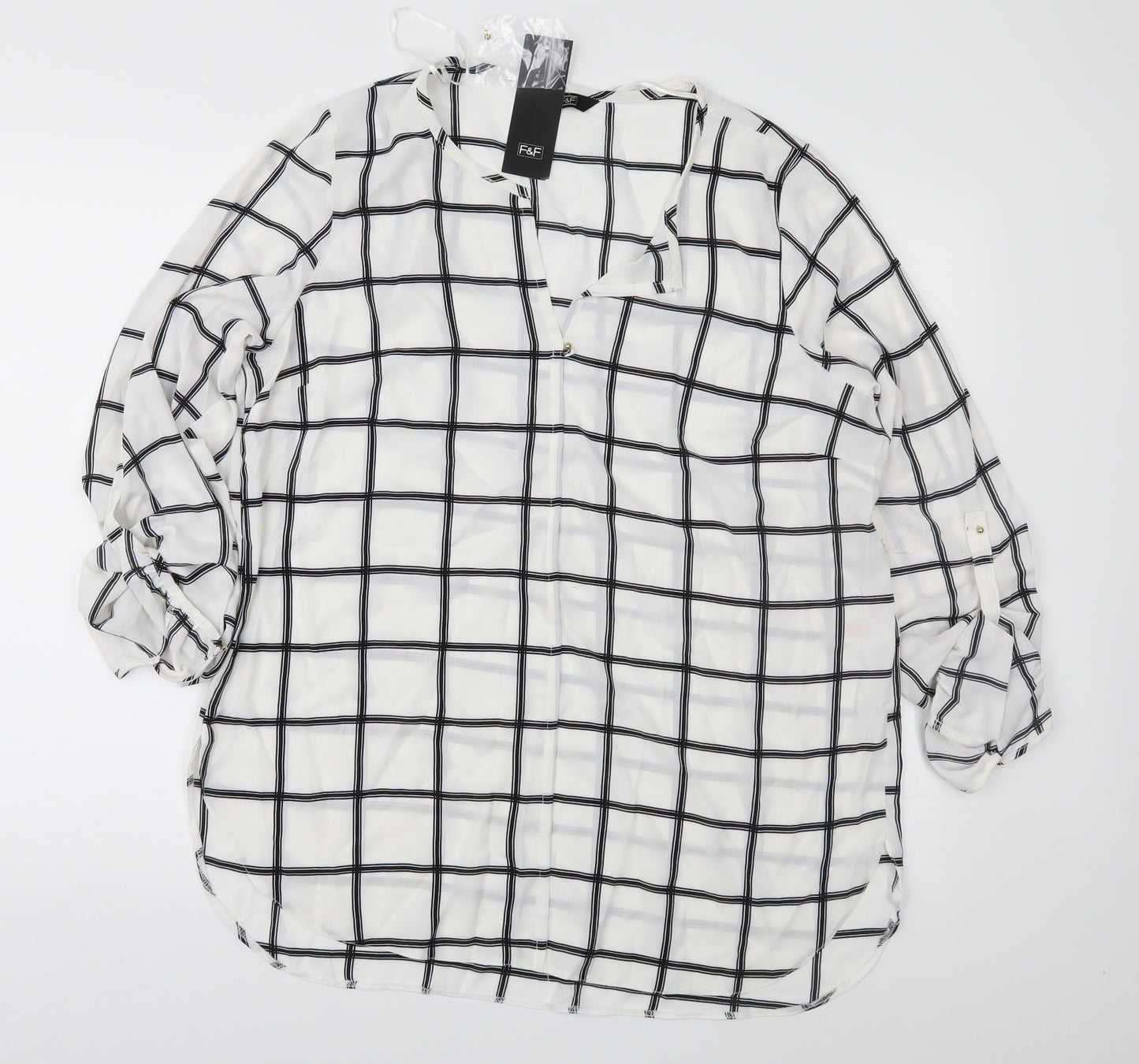 F&F Womens White Geometric  Basic Blouse Size 18