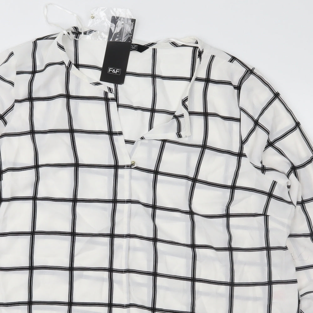 F&F Womens White Geometric  Basic Blouse Size 18