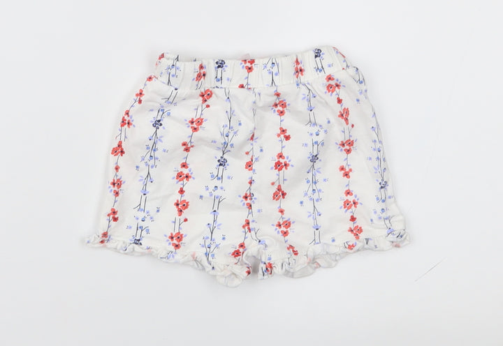 Matalan Girls White Floral  Cropped Trousers Size 9-12 Months