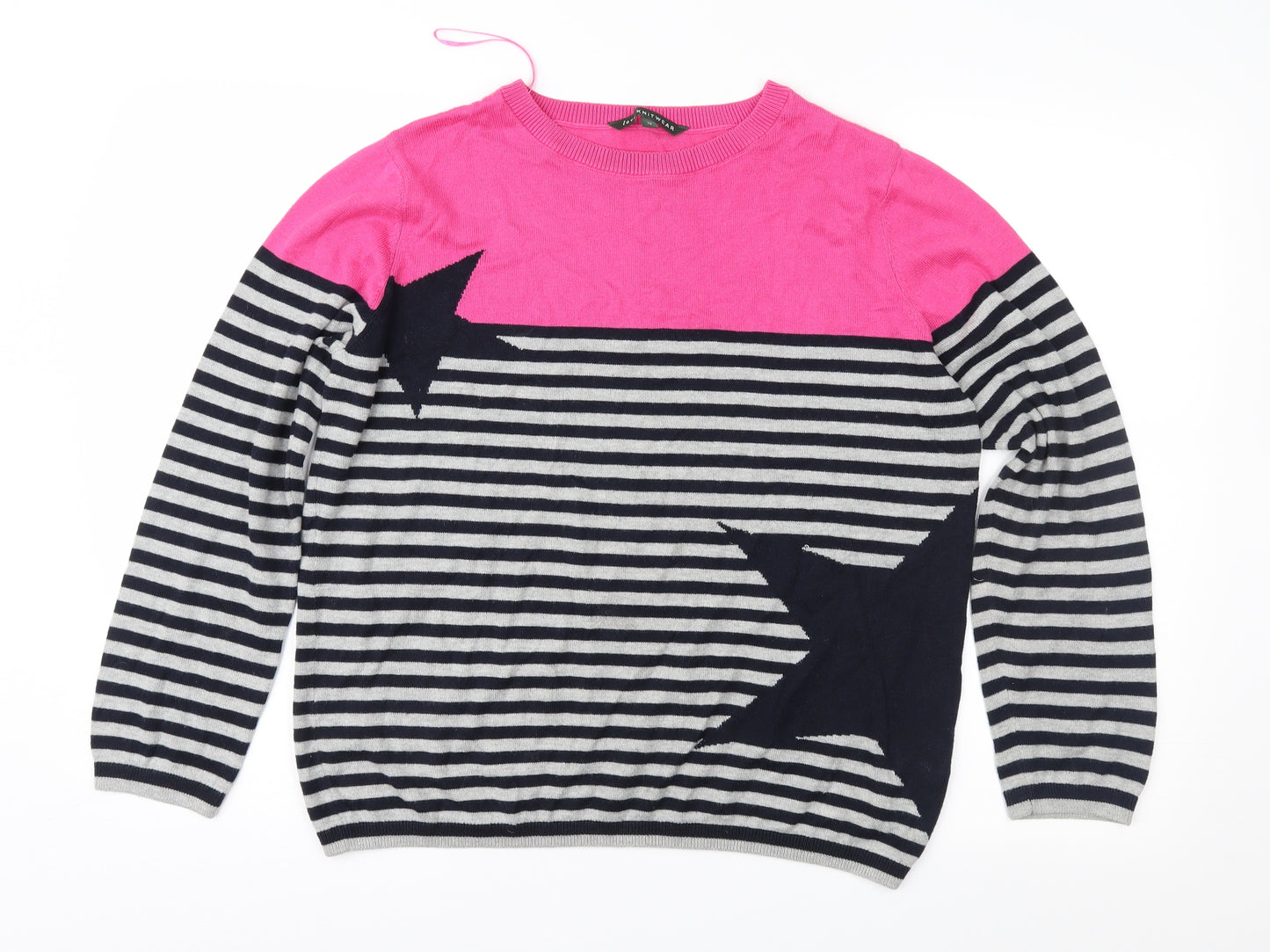 Bonmarché Womens Grey Striped  Pullover Jumper Size 12