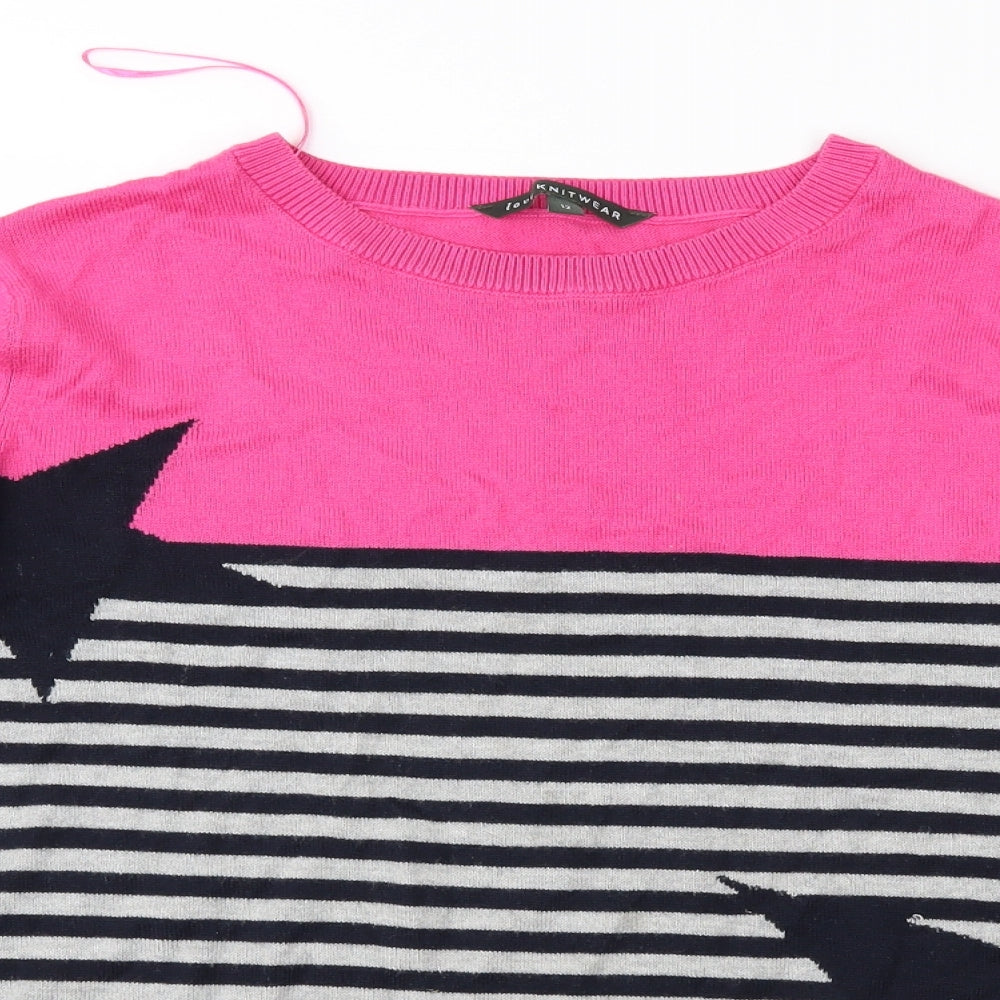 Bonmarché Womens Grey Striped  Pullover Jumper Size 12