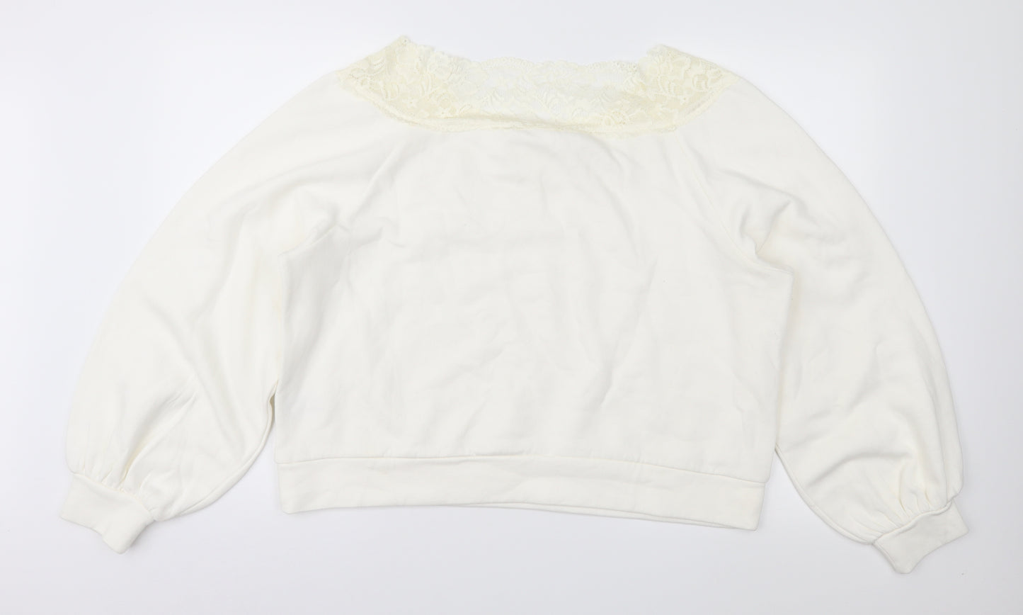 H&M Womens Ivory   Pullover Sweatshirt Size XL
